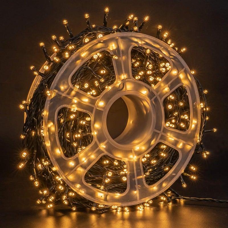 FUNPENY 164FT 500 LED Christmas Indoor Outdoor Decorative String Lights, 8 Modes Waterproof Green Wire LED Fairy Light for Christmas Party Wedding Garden Home Decoration (Warm White) - Image 2